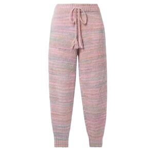 Love Shack Fancy Olvera Pink & Purple Stripe Knit Sweater Pants Size XL